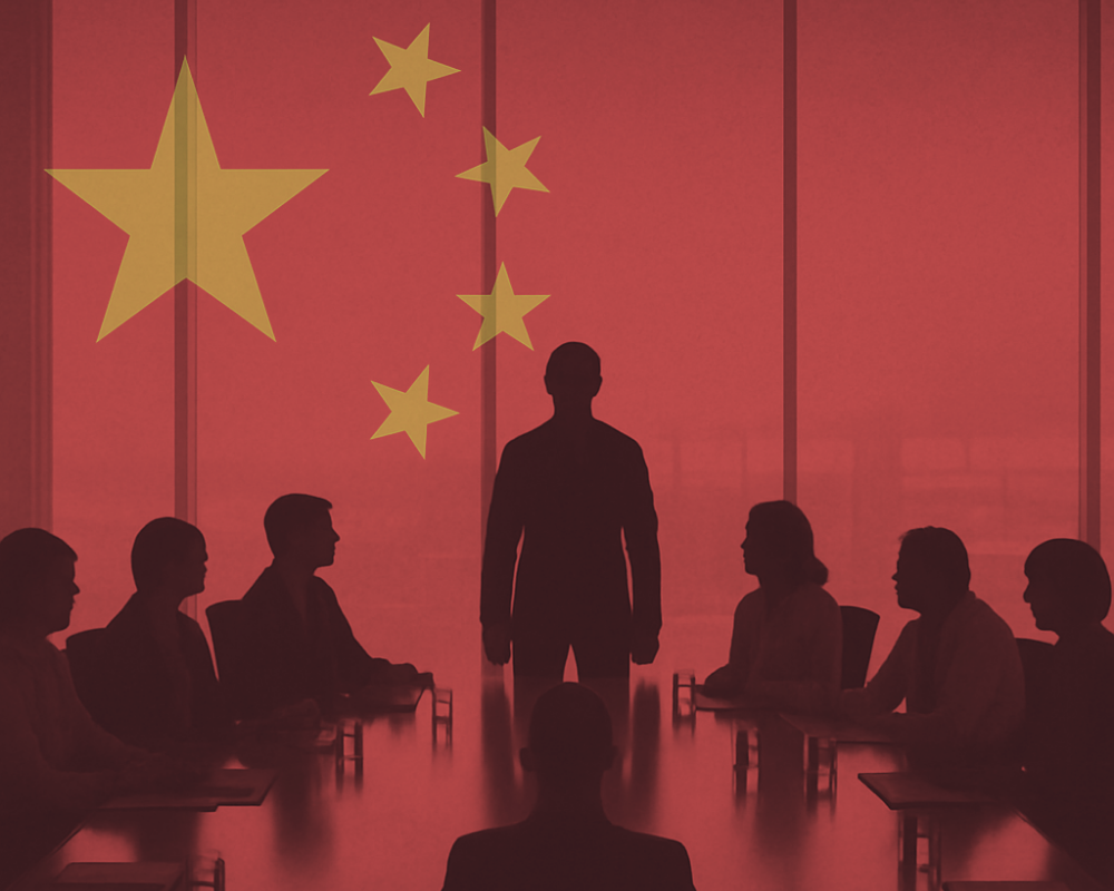 Corporate lobbyists meeting under the Chinese flag